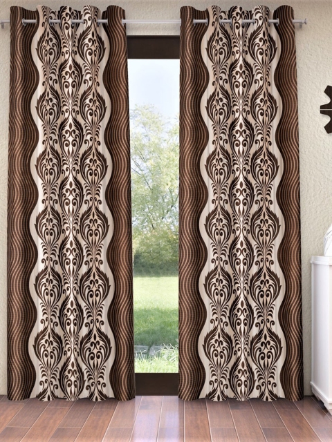 

Home Sizzler Brown & White Set of 2 Ethnic Motifs Window Curtain
