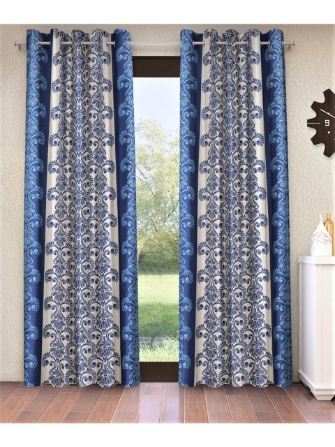 

Home Sizzler Blue & Beige Set of 2 Ethnic Motifs Window Curtain
