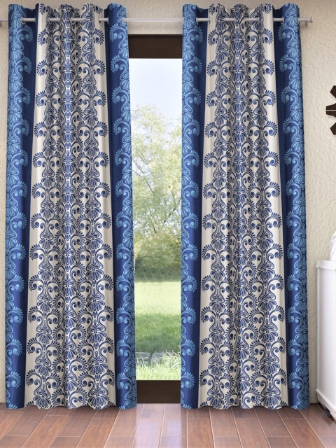 

Home Sizzler Blue & Cream-Coloured Set of 2 Ethnic Motifs Door Curtain