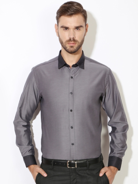 

V Dot by Van Heusen Men Grey Slim Fit Solid Partywear Shirt