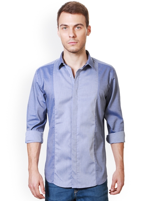 

V Dot by Van Heusen Men Blue Slim Fit Self-Design Casual Shirt