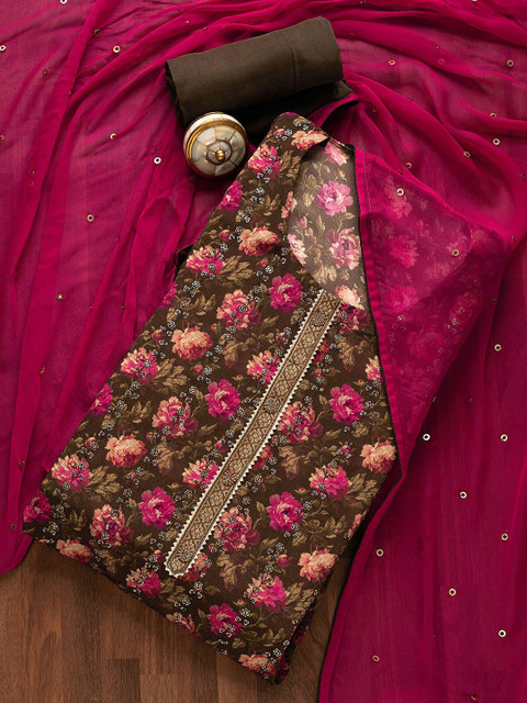 

Koskii Green & Pink Embroidered Unstitched Dress Material