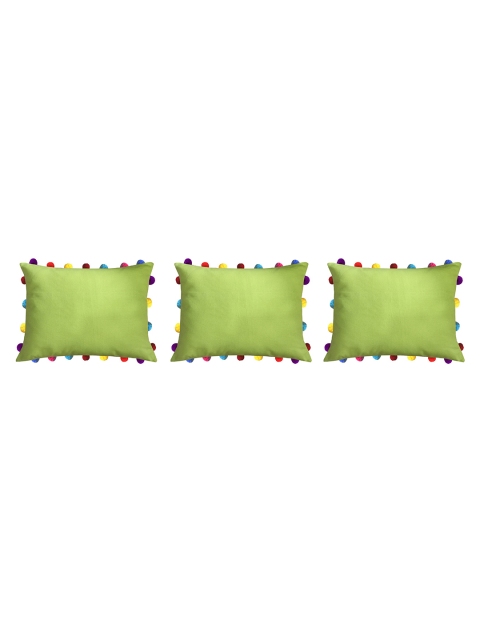 

Lushomes Green Set of 3 Striped Rectangle Cushion Covers