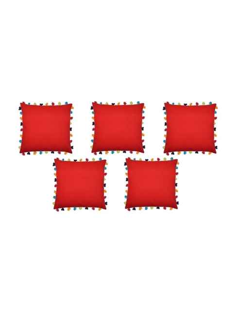 

Lushomes Red Set of 5 Square Cushion Covers