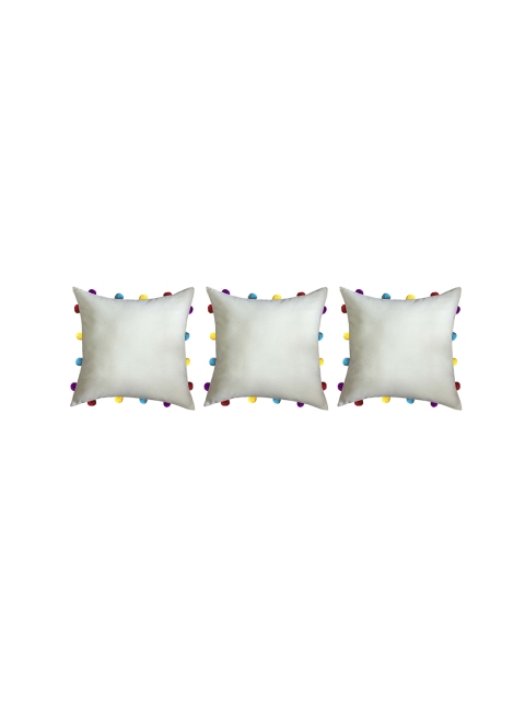 

Lushomes Off White & Blue Set of 3 Square Cushion Covers