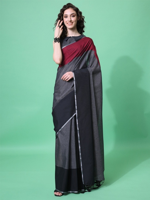 

MASSTANI BY INDDUS Black & Red Woven Design Saree
