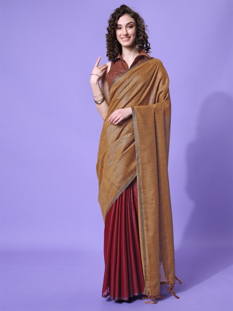 

MASSTANI BY INDDUS Maroon & Beige Woven Design Saree