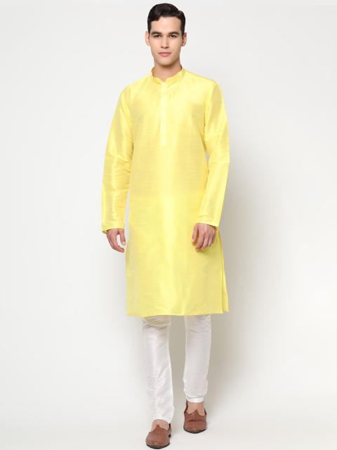 

LAGAAV Men Yellow Dupion Silk Kurta with Trousers