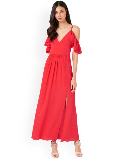 

Forever New Women Red Solid Maxi Dress