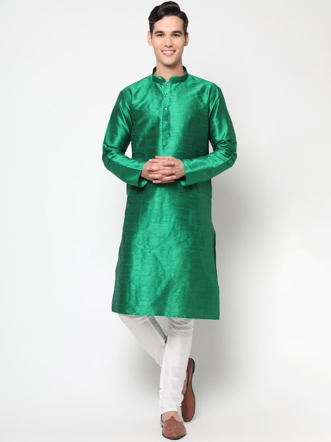 

LAGAAV Men Green Dupion Silk Kurta with Churidar