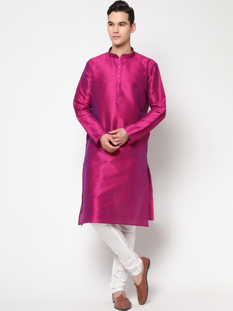 

LAGAAV Men Purple Dupion Silk Kurta with Trousers & With Dupatta