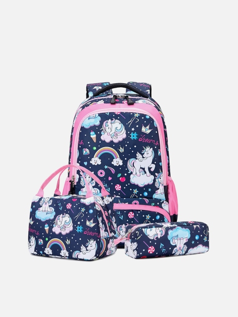 

Little Surprise Box LLP Unisex Kids Pack of 3 Pink & Blue Printed Backpack Set