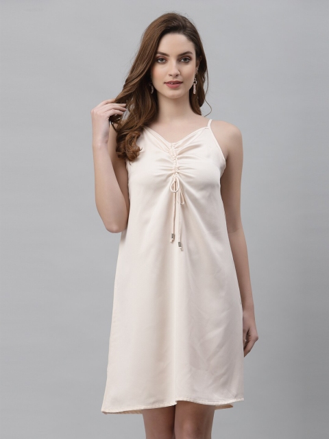 

NEUDIS Beige Satin A-Line Dress