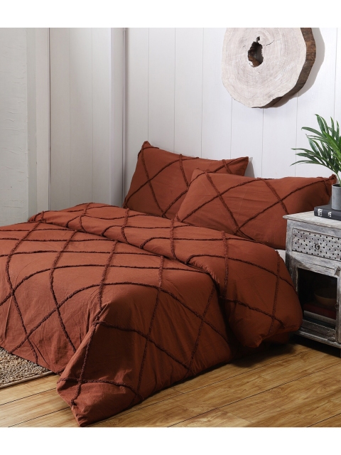 

HANDICRAFT PALACE Rust Double Queen Size 310 TC Duvet Cover
