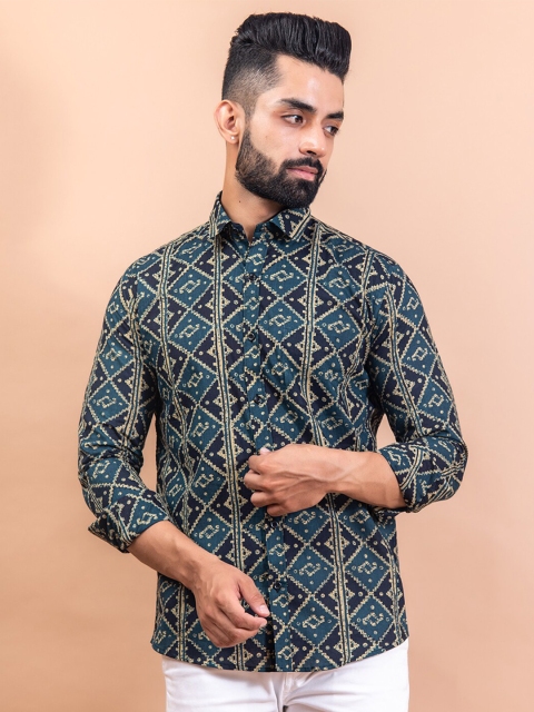 

Tistabene Men Blue Printed Casual Shirt