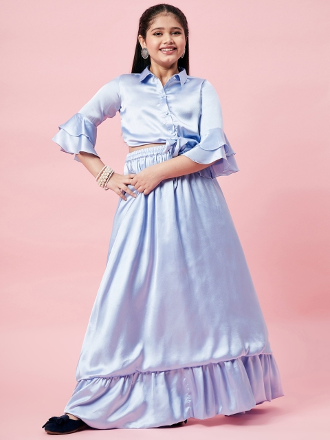 

Stylo Bug Girls Blue Ready to Wear Lehenga & Blouse