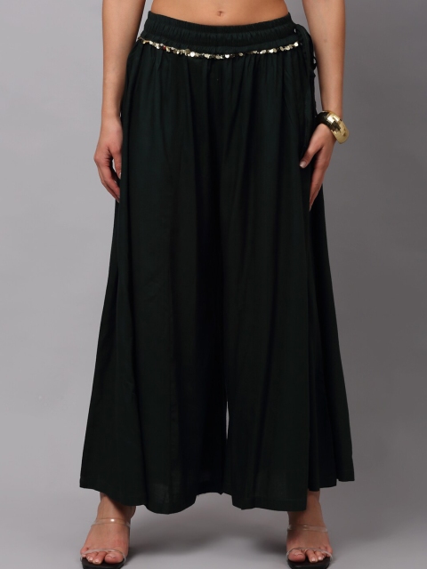 

NEUDIS Women Green Flared Ethnic Palazzos