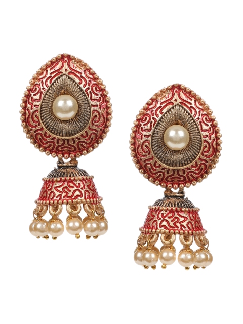 

FEMMIBELLA Red Paisley Shaped Jhumkas Earrings