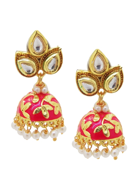 

FEMMIBELLA Women Pink Geometric Jhumkas Earrings