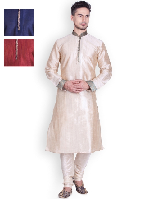 

Sanwara Pack of 3 Kurta Sets, Navy blue