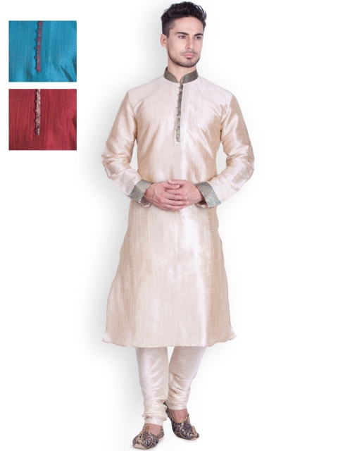 

Sanwara Pack of 3 Kurta Sets, Beige