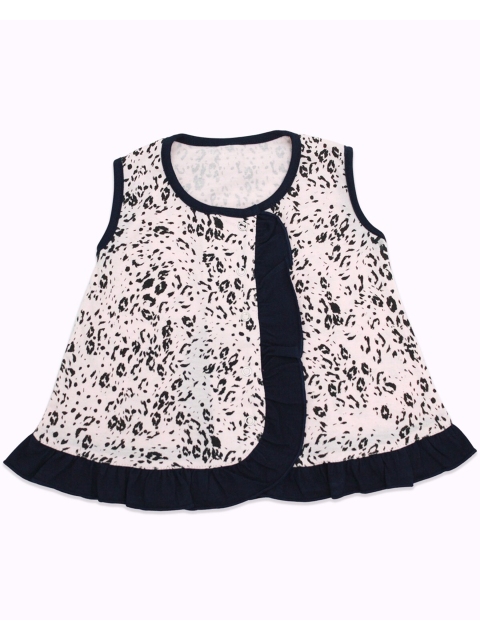 

Born Babies Beige & Blue Floral A-Line Dress