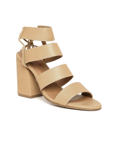 

Red Tape Women Beige Solid Leather Sandals