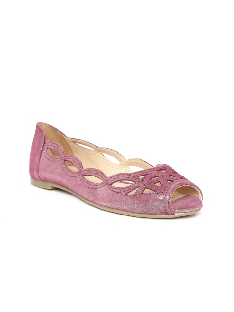 

Red Tape Women Purple Solid Leather Ballerinas