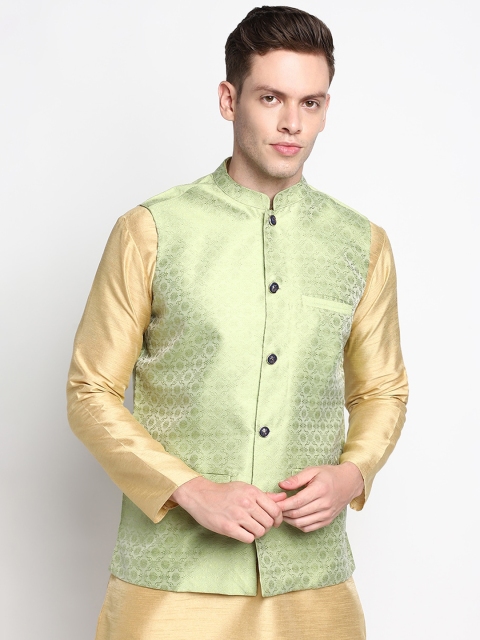 

DEVOILER Men Gold-Toned Kurta with Pyjama & With Nehru Jacket