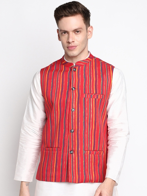 

DEVOILER Men Red Kurta with Pyjamas