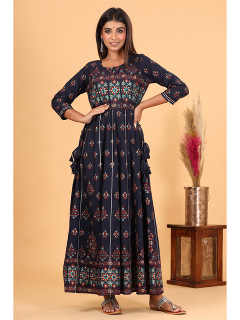 

KAAJH Blue Ethnic Motifs Ethnic Maxi Dress