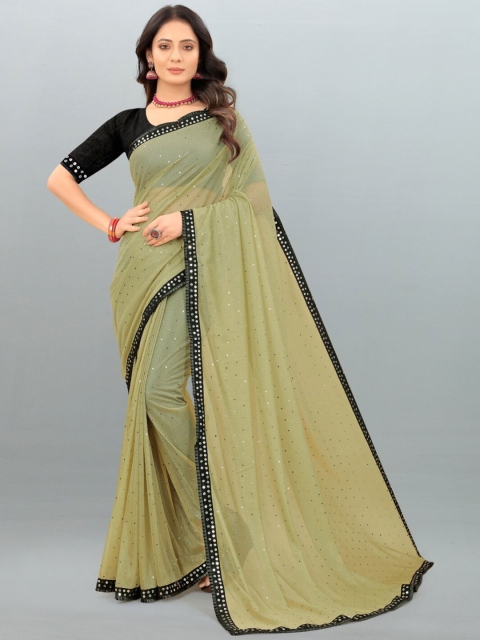 

APNISHA Olive Green & Blue Saree