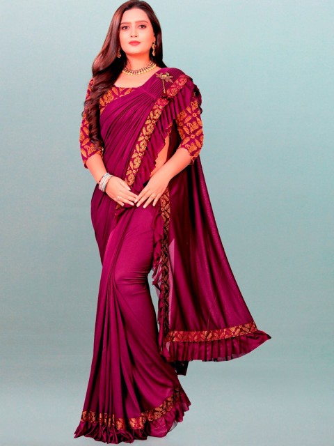 

APNISHA Women Purple & Red Paisley Saree