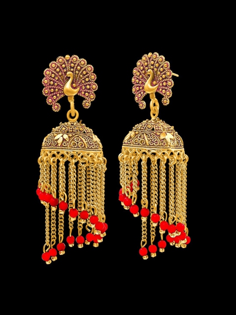 

NAKABH Women Gold-Plated Peacock Shaped Jhumkas Earrings