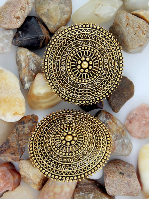 

NAKABH Gold-Toned Circular Studs Earrings