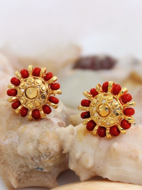 

NAKABH Gold-Toned Circular Studs Earrings