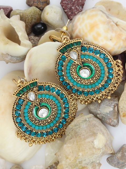 

NAKABH Women Gold Plated Meenakari Drop Earrings