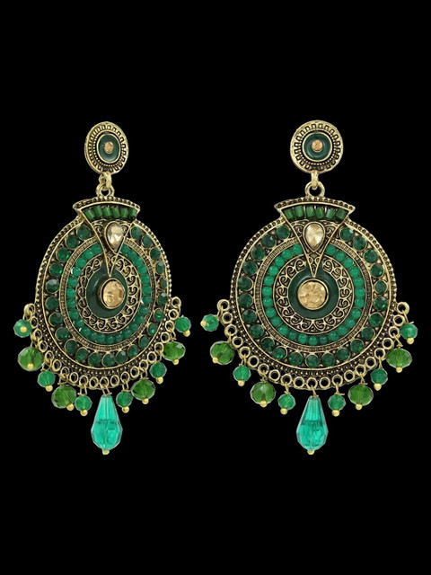 

NAKABH Gold-Toned Circular Drop Earrings
