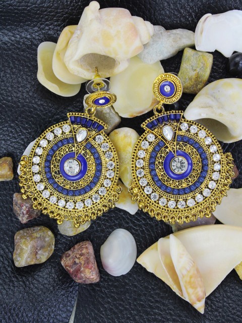 

NAKABH Designer Traditional Oxidised Gold Plated Meenakari Drop Earrings