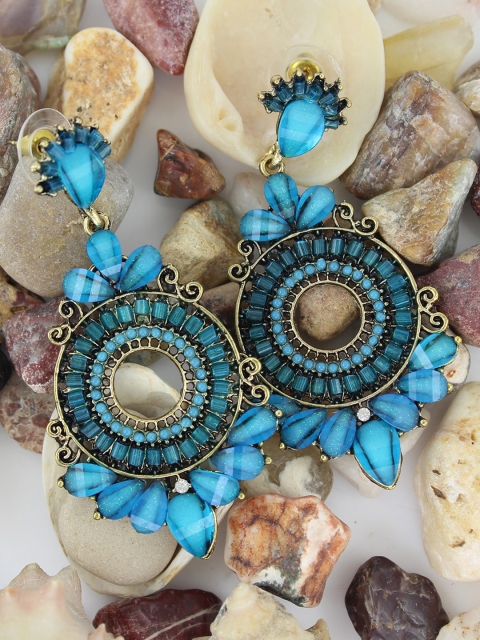 

NAKABH Gold-Toned Geometric Drop Earrings