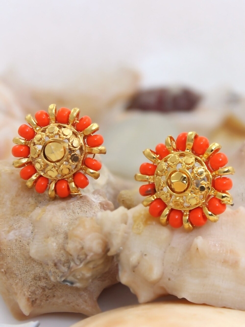 

NAKABH Gold-Toned Circular Studs Earrings