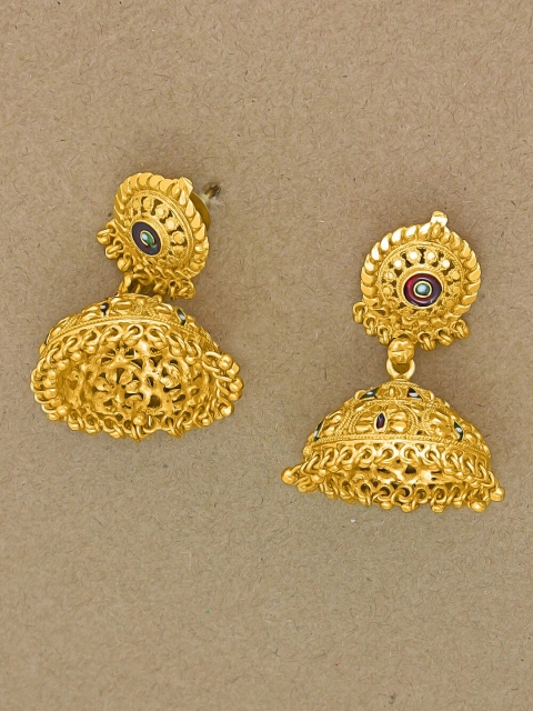 

NAKABH Gold-Toned & Gold Plated Dome Shaped Jhumka Earrings