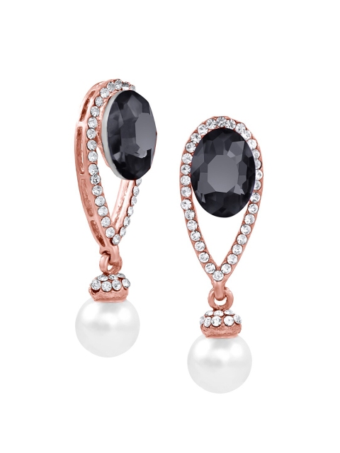 

NAKABH Rose Gold-Toned & Black Gold-Plated Oxidised Drop Earrings