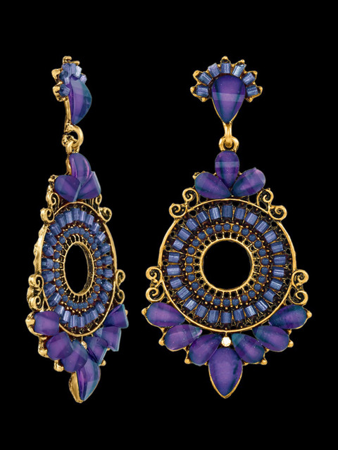 

NAKABH Designer Traditional Oxidised Gold Plated Drop Earrings