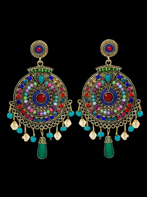 

NAKABH Gold-Toned Geometric Chandbalis Earrings