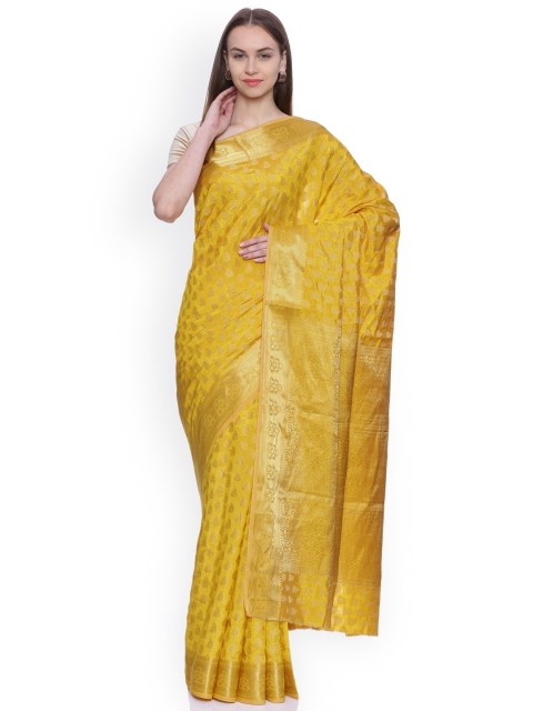 

MIMOSA Mustard Yellow Art Silk Woven Design Kanjeevaram Saree
