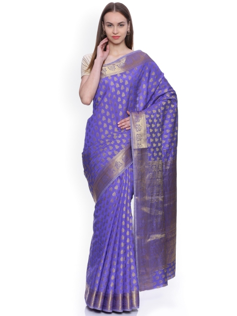 

MIMOSA Blue Art Silk Woven Design Kanjeevaram Saree