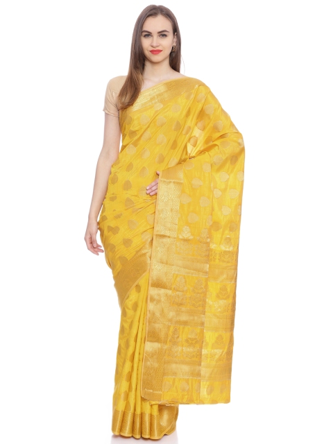 

MIMOSA Mustard Yellow Art Silk Woven Design Kanjeevaram Saree