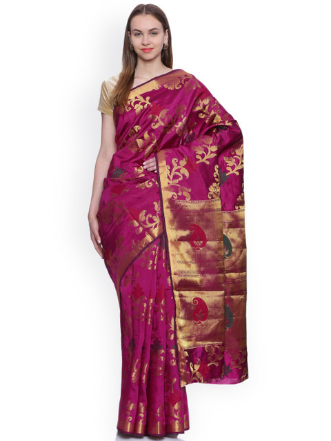 

MIMOSA Magenta Art Silk Woven Design Kanjeevaram Saree