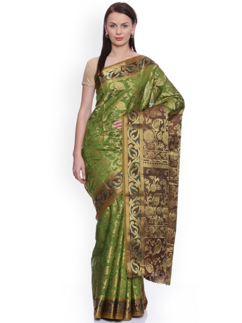 

MIMOSA Green Art Silk Woven Design Kanjeevaram Saree